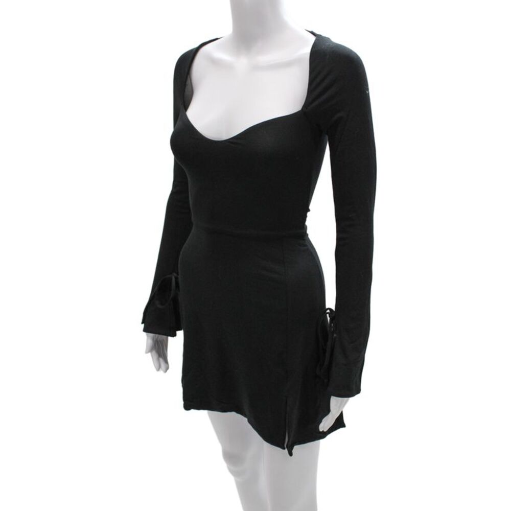 Oh Polly Womens Mini Dress Black Sweetheart Long Sleeve Modal Size 2 - Picture 2 of 5